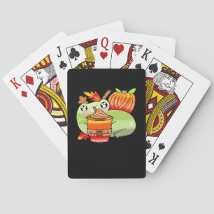 Schattigee Spooky Frog Pumpkin Spice Latte Seizoen Pokerkaarten