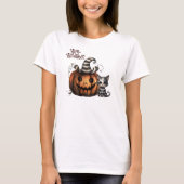 Schattigee Spooky Gestreepte Halloween Kitten T-shirt (Voorkant)