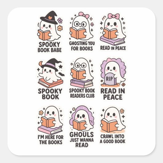 Schattigee Spooky Ghost Book Stickers (Voorkant)
