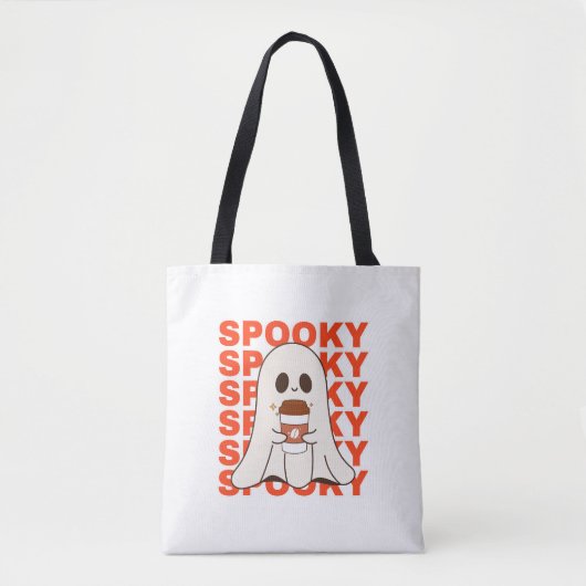Schattigee Spooky Ghost Halloween Canvas tas (Voorkant)