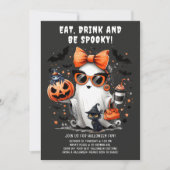 Schattigee Spooky Ghost Halloween-feestuitnodiging Kaart (Voorkant)