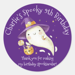Schattigee Spooky Ghost Halloween Jongen of Meisje Ronde Sticker