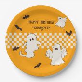 Schattigee Spooky Ghost Halloween Tiener Verjaarda Papieren Bordje (Voorkant)