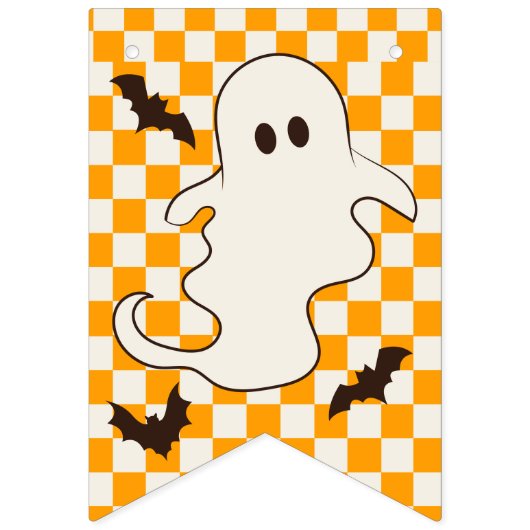 Schattigee Spooky Ghost Halloween Tiener Verjaarda Vlaggetjes (Eerste vlag)