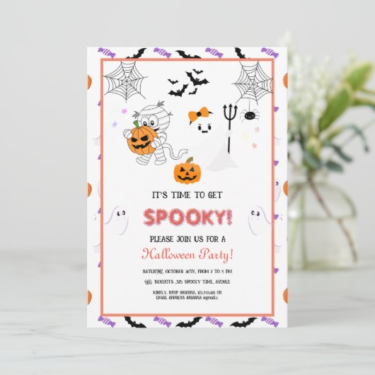 Schattigee Spooky Ghost Mummy Happy Halloween Part Kaart (Staand voorkant)