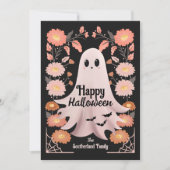 Schattigee Spooky Ghost Whimsical Bloemen Hallowee Kaart (Voorkant)