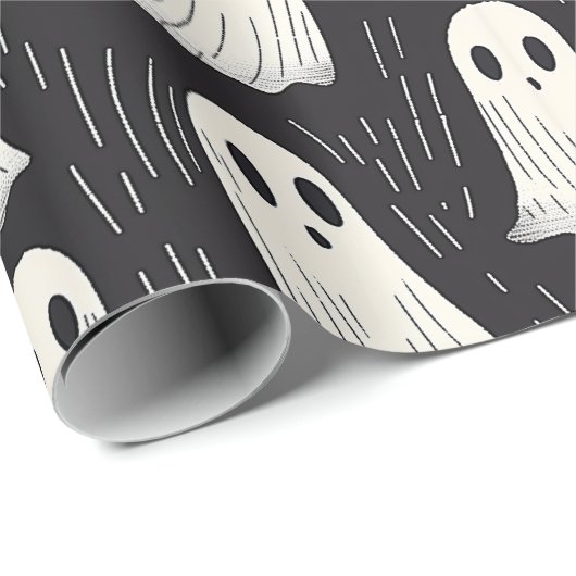 Schattigee Spooky  Ghosts Black & White Halloween Cadeaupapier (Rol Hoek)