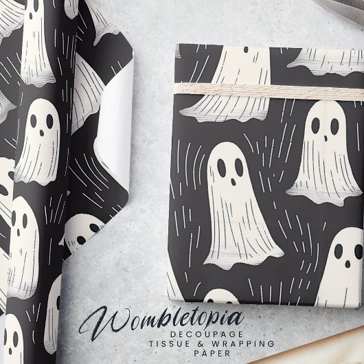 Schattigee Spooky  Ghosts Black & White Halloween Cadeaupapier