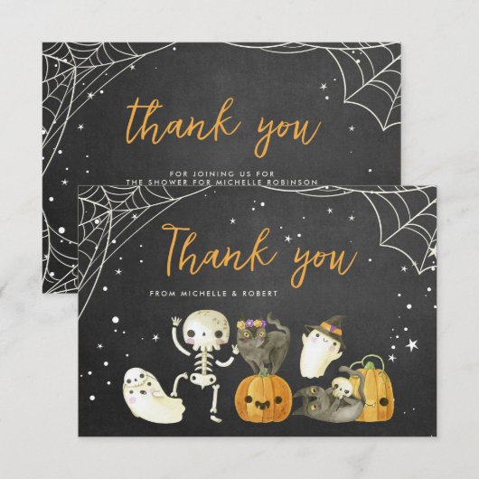 Schattigee Spooky Ghosts Cats Halloween Herfst Bab Bedankkaart (Voorkant / Achterkant)