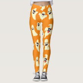 Schattigee Spooky Ghosts Pattern Halloween Fun Kaw Leggings (Voorkant)