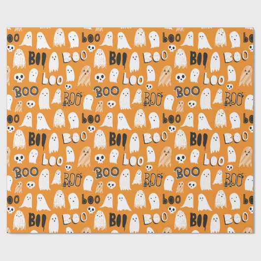 Schattigee Spooky Ghosts, Skulls en Boo Cadeaupapier (Vlak)