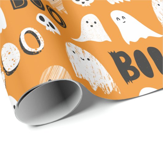 Schattigee Spooky Ghosts, Skulls en Boo Cadeaupapier (Rol Hoek)