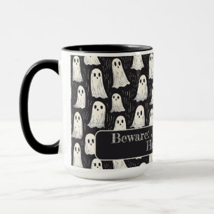 Schattigee Spooky Ghosts Zwart & Wit Halloween Cus Mok