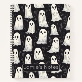 Schattigee Spooky Ghosts Zwart & Wit Halloween Cus Notitieboek