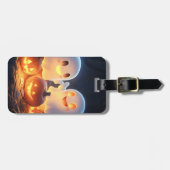 Schattigee Spooky Halloween Cartoon Ghosts Glowing Bagagelabel (Voorkant horizontaal)