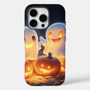 Schattigee Spooky Halloween Cartoon Ghosts Glowing iPhone 16 Pro Hoesje