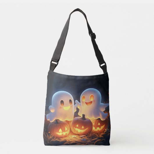 Schattigee Spooky Halloween Cartoon Ghosts Glowing Crossbody Tas (Voorkant)