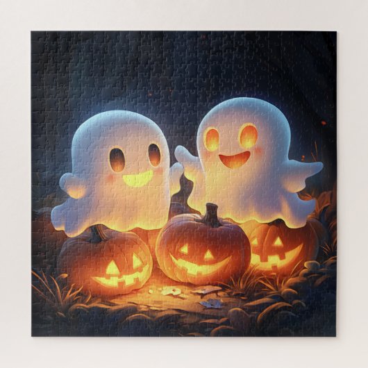 Schattigee Spooky Halloween Cartoon Ghosts Glowing Legpuzzel (Verticaal)