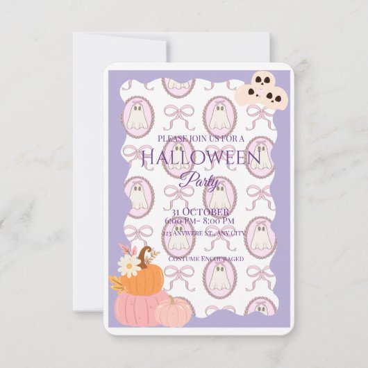 Schattigee Spooky Halloween-feestuitnodiging Kaart (Voorkant)