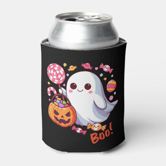 Schattigee Spooky Halloween Ghost, Pompoenen en Sn Blikjeskoeler (Blikje Voorkant)