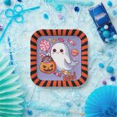 Schattigee Spooky Halloween Ghost, Pompoenen en Sn Papieren Bordje (Feest)