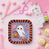 Schattigee Spooky Halloween Ghost, Pompoenen en Sn Papieren Bordje (Feest)