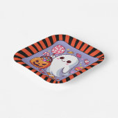 Schattigee Spooky Halloween Ghost, Pompoenen en Sn Papieren Bordje (Gebogen)