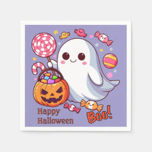 Schattigee Spooky Halloween Ghost, Pompoenen en Sn Servet
