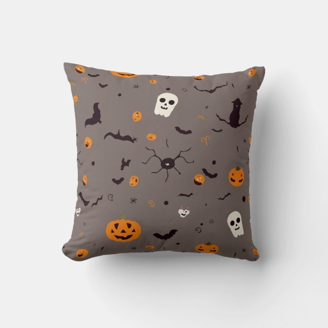 Schattigee Spooky Halloween Ghosts en Pumpkin Patt Kussen (Voorkant)