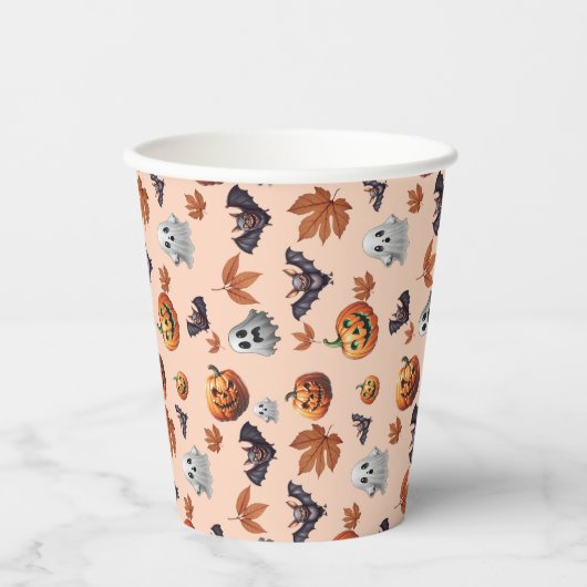 Schattigee Spooky Halloween Herfst Papieren Bekers (Voorkant)