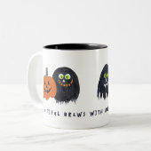 Schattigee Spooky Halloween Monsters Crew Black Sk Tweekleurige Koffiemok (Voorkant links)