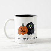 Schattigee Spooky Halloween Monsters Crew Black Sk Tweekleurige Koffiemok (Links)