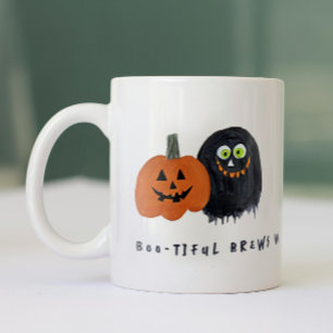 Schattigee Spooky Halloween Monsters Crew Black Sk Tweekleurige Koffiemok