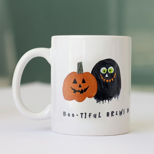 Schattigee Spooky Halloween Monsters Crew Black Sk Tweekleurige Koffiemok