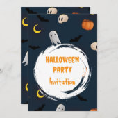 Schattigee Spooky Halloween Party Invitation Donke (Voorkant / Achterkant)