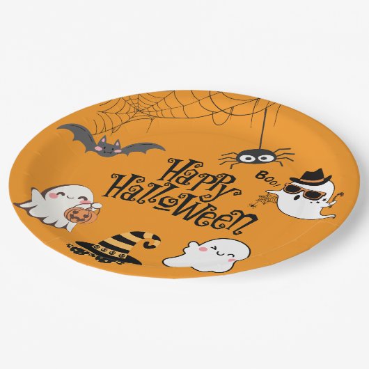 Schattigee & Spooky Halloween Party Paper Borden Papieren Bordje (Gekanteld)