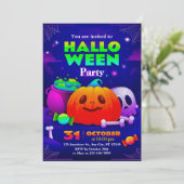 Schattigee & Spooky Halloween Party Uitnodiging vo (Staand voorkant)