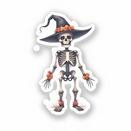 Schattigee Spooky Halloween Sticker - Skeleton Vib (Voorkant)