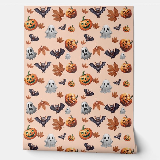 Schattigee Spooky Halloween thema Herfst Pattern Behang (Afrollen)