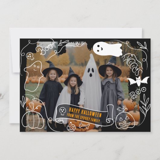 Schattigee Spooky Happy Halloween illustraties 2 f Feestdagenkaart (Voorkant)