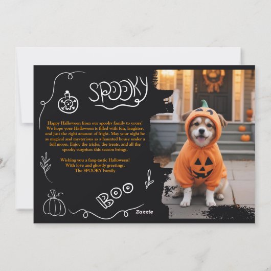 Schattigee Spooky Happy Halloween illustraties 2 f Feestdagenkaart (Achterkant)