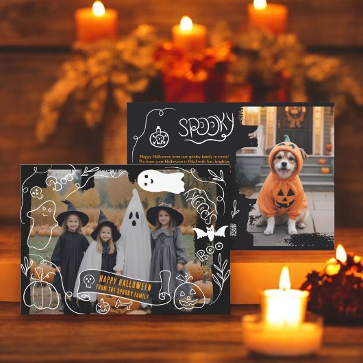 Schattigee Spooky Happy Halloween illustraties 2 f Feestdagenkaart