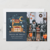 Schattigee Spooky Haunted House Halloween-fotokaar (Voorkant)