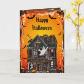 Schattigee Spooky Haunted House Jewels Halloween K Kaart (Gele Bloem)
