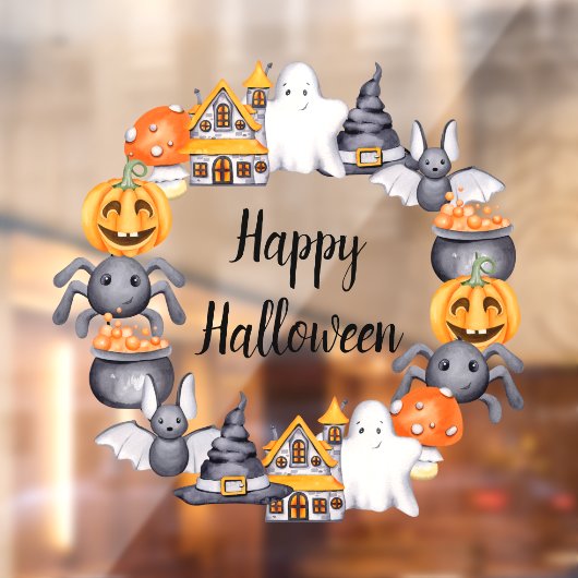 Schattigee Spooky Illustratie Gelukkig Halloween Raamsticker (Vel 2)