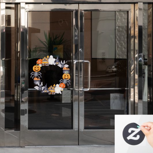 Schattigee Spooky Illustratie Gelukkig Halloween Raamsticker (Kantoordeur)