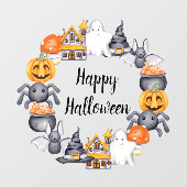 Schattigee Spooky Illustratie Gelukkig Halloween Raamsticker (Vel)