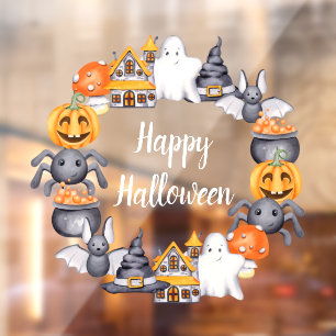 Schattigee Spooky Illustratie Gelukkig Halloween Raamsticker