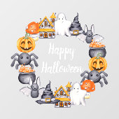 Schattigee Spooky Illustratie Gelukkig Halloween Raamsticker (Vel)