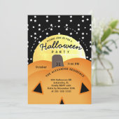 Schattigee Spooky Jack O Lantern Halloween Party Kaart (Staand voorkant)
